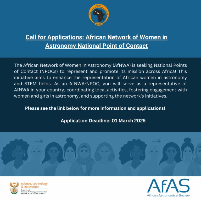 Call: African Network of Women in Astronomy National Point of Contact (AfNWA-NPOC) 
